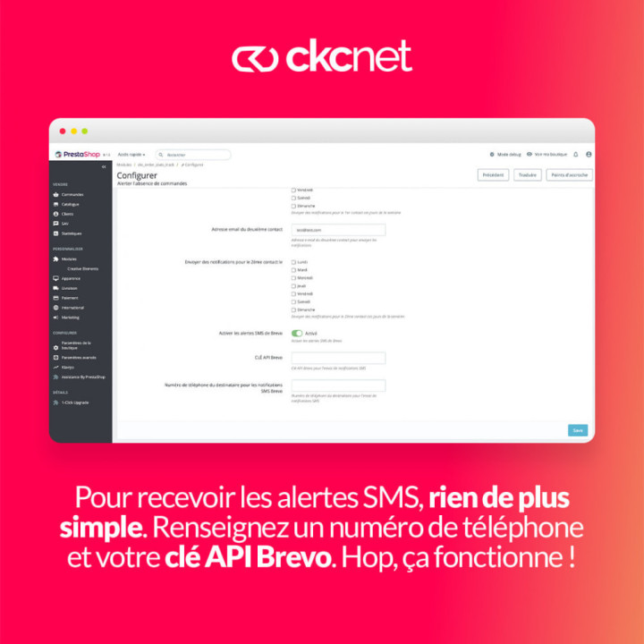 Admin alert via SMS and email in case of order drop